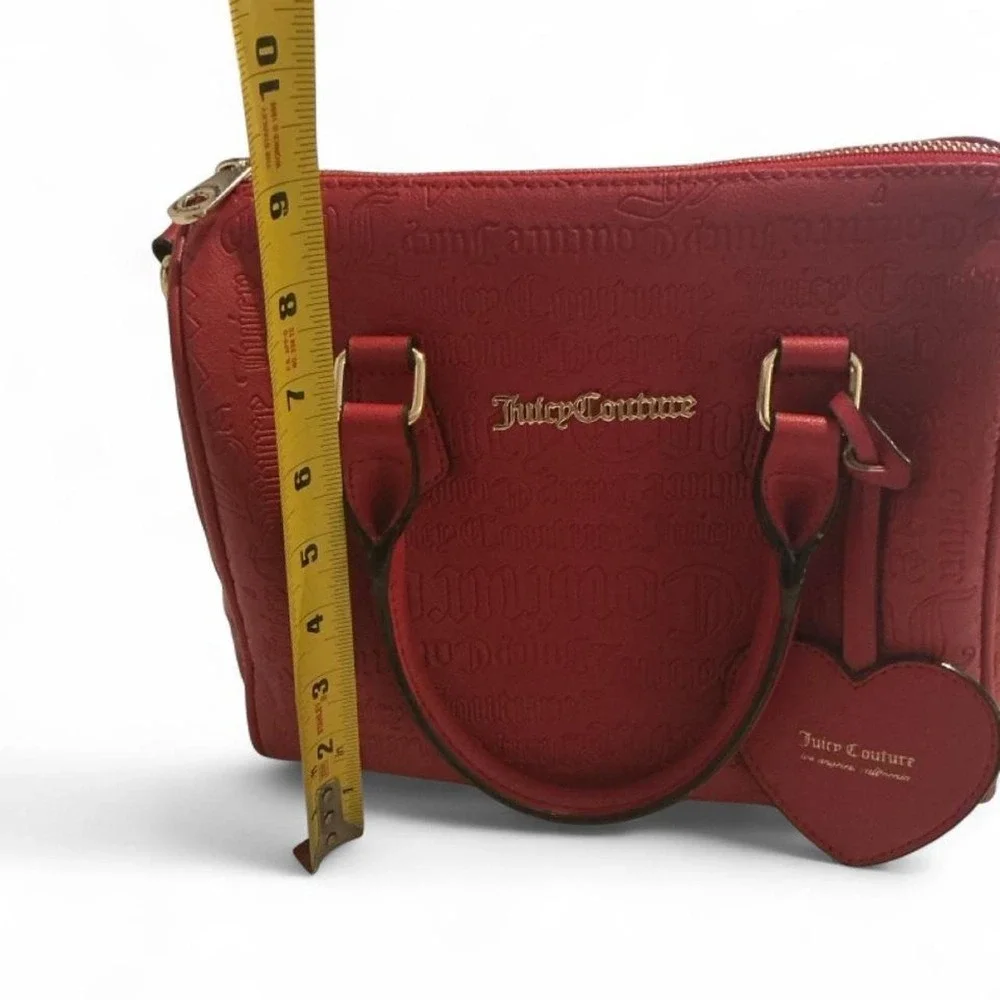 Juicy Couture Satchel Bag Womens Medium Red Embossed Logo Crossbody